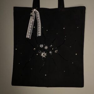 Black Beaded Tote Bag