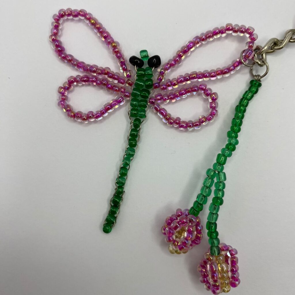 Dragonfly with Flower Keychain