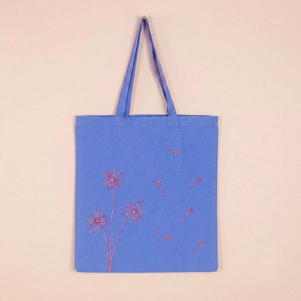 Pink Flower on Blue